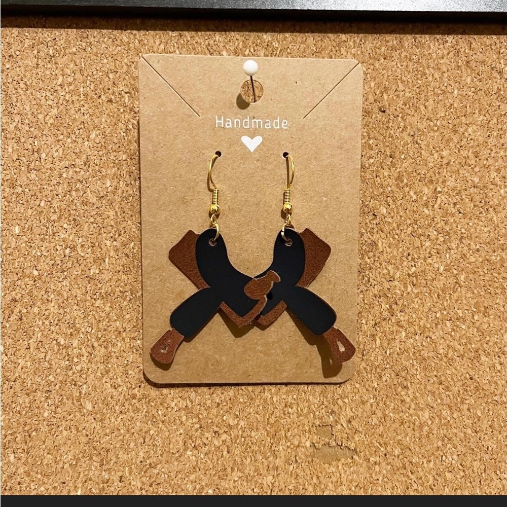 Western saddle earrings  - Faux suede - handmade